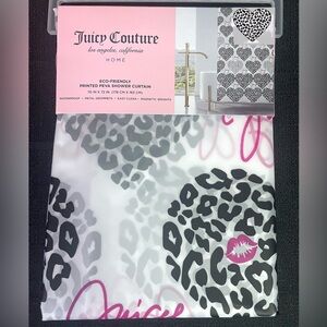 Juicy Couture Black Leopard Kiss Hearts Semi-Clear Shower Curtain PEVA 70x72 NWT